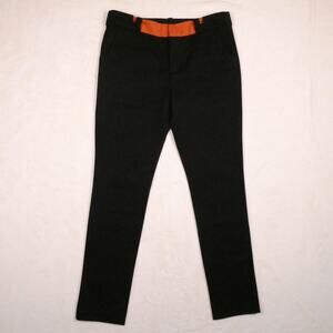 Vintage Lost Control Black Pants Size 10/12 Large Orange Waist Skinny Mod Goth